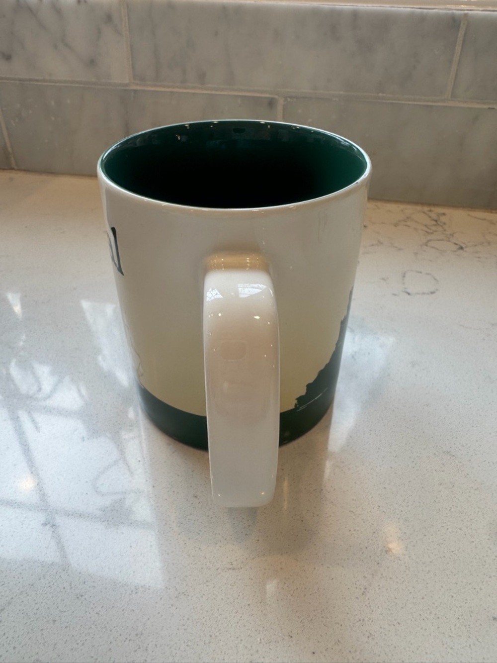 Starbucks Portugal Ceramic Mug - White and Dark Green Interior - Picture 4 of 5
